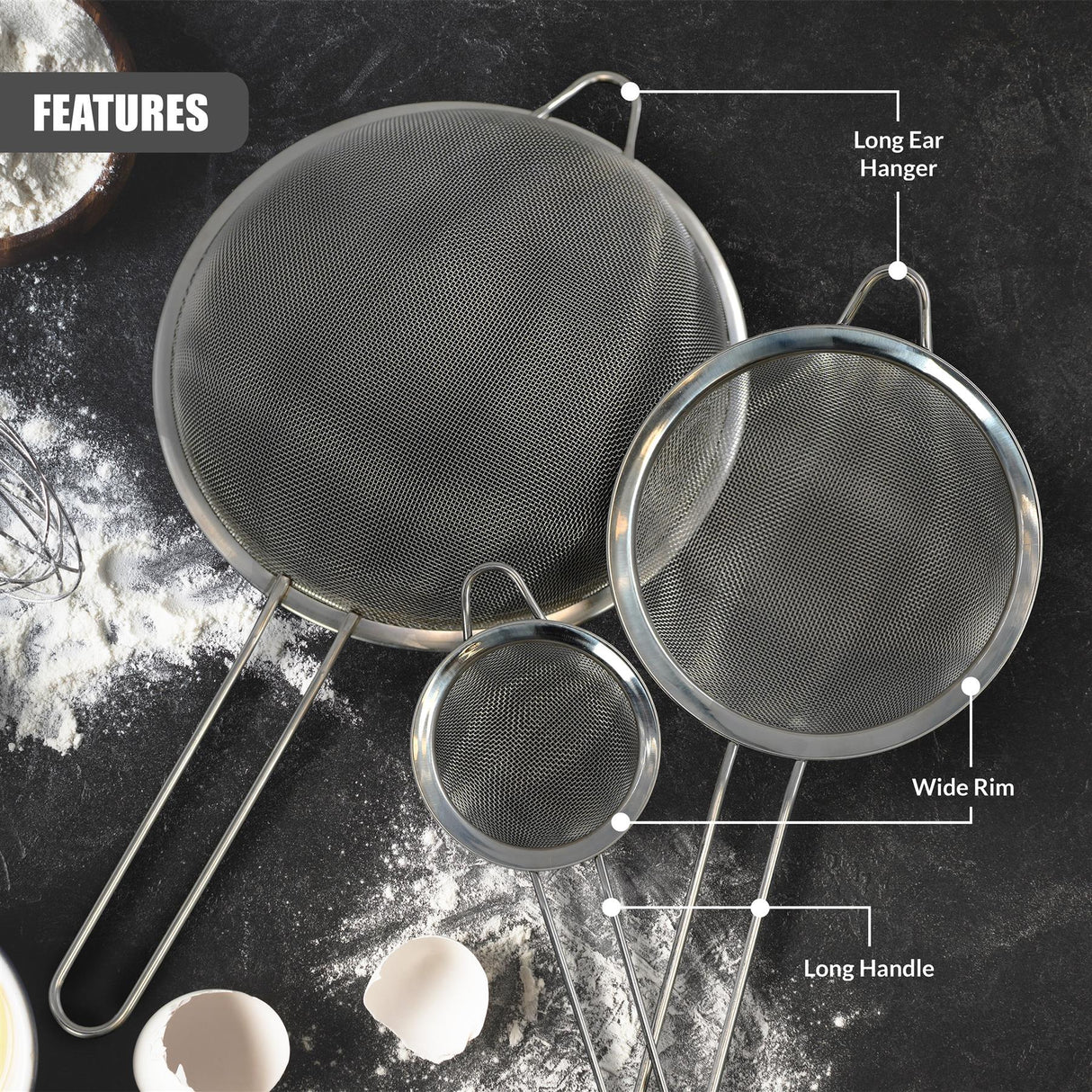 Stainless Steel Sieve Strainers Set of 3