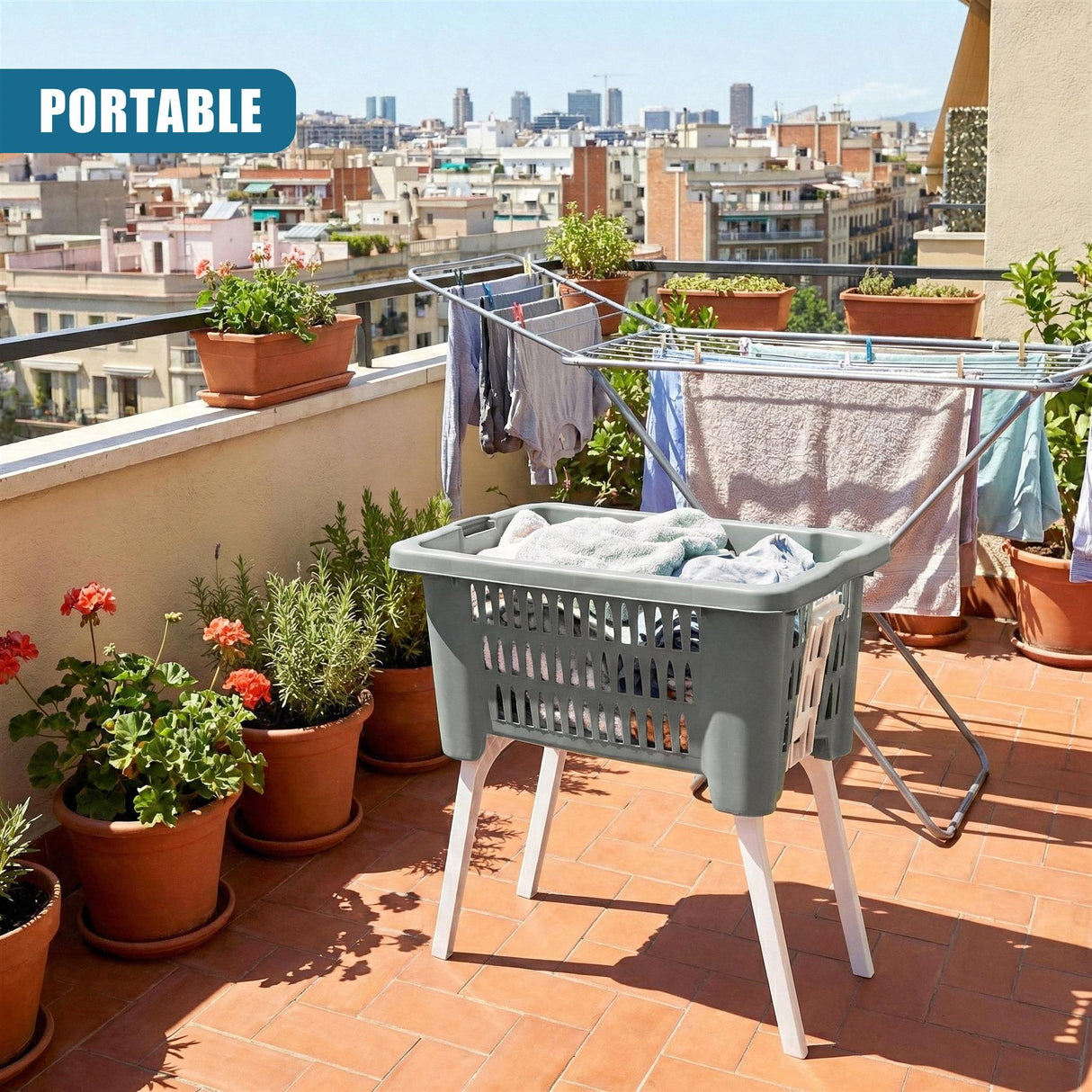 Laundry Basket with Foldable Legs