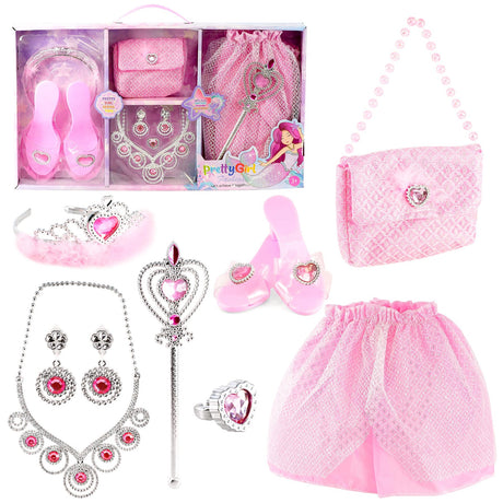 "A vibrant pink costume set, complete with matching jewelry, shoes, and a tiara." - UKBuyZone