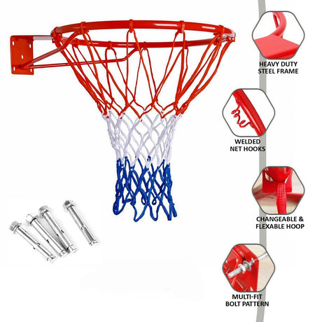 Basketball Hoop with Net - Wall-mounted by FastFold - UKBuyZone