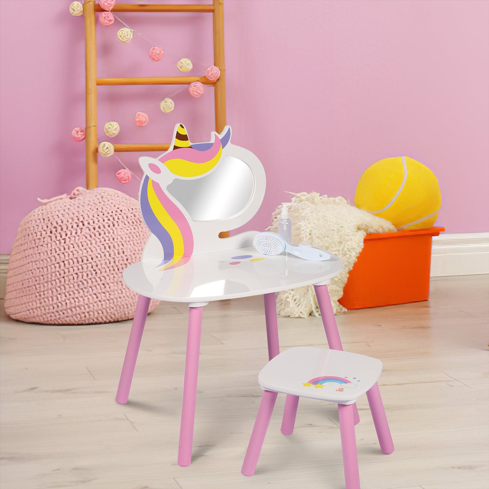 Princess Vanity Table with Stool Kids Play Toy by The Magic Toy Shop - UKBuyZone