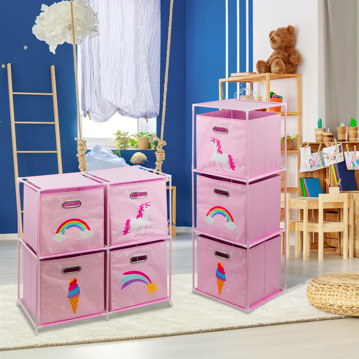 Kids Storage Cube Units, Unicorn Theme
