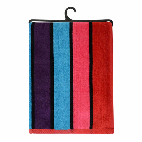 Large Velour Striped Beach Towel (Crimson Skyline) by Geezy - UKBuyZone