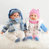 Bibi doll set with 2 dolls, 1 small blue bear, outfit for the baby doll, baby doll stroller, all in a gift box.