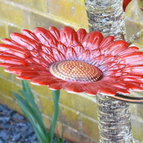 Solar LED Light Red Hanging Metal Bird Feeder by Geezy - UKBuyZone