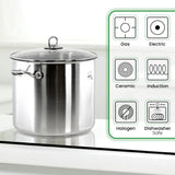 Stainless Steel Stock Pot with Glass Lid - 15 L