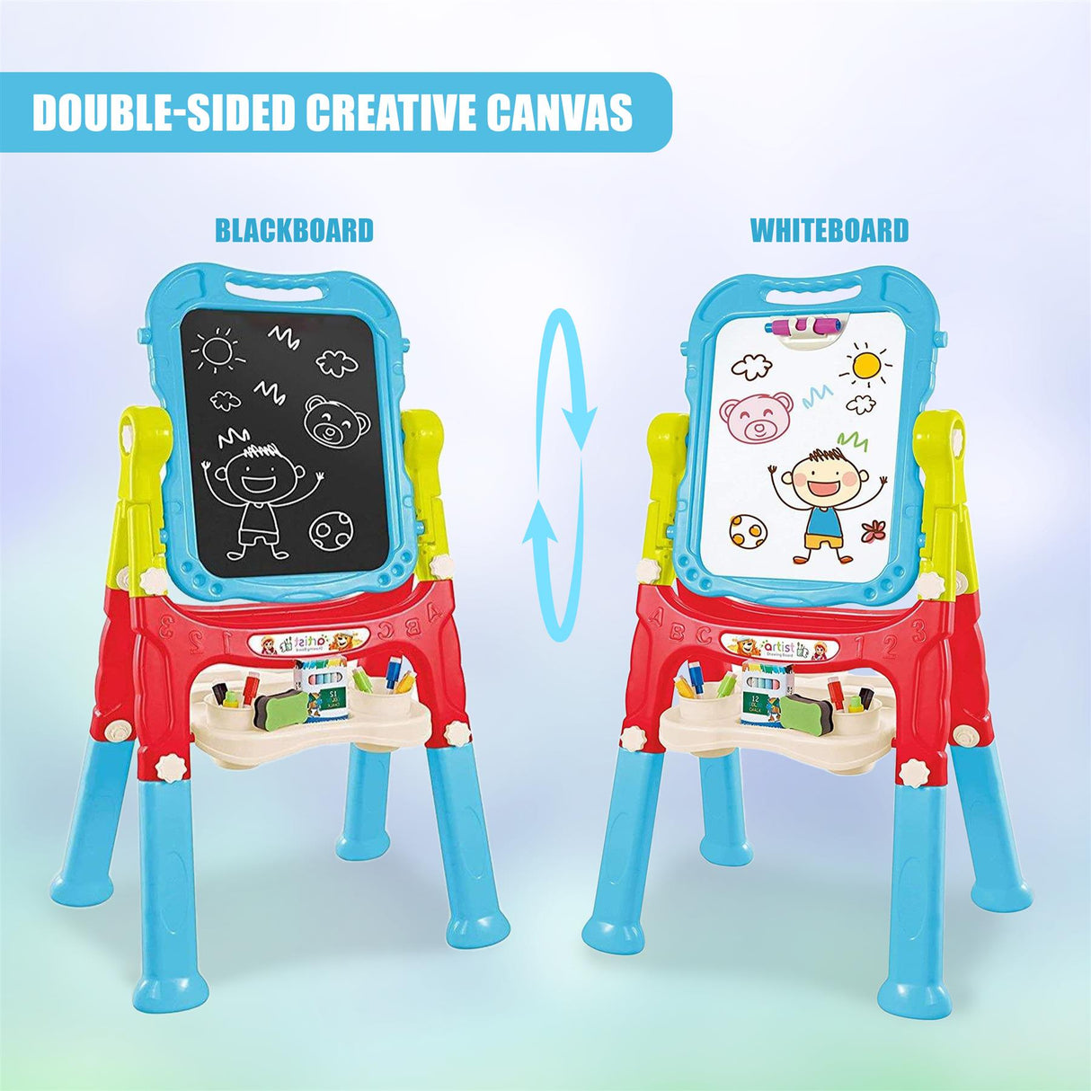 Blue Folding Double-Sided Magnetic Drawing Board