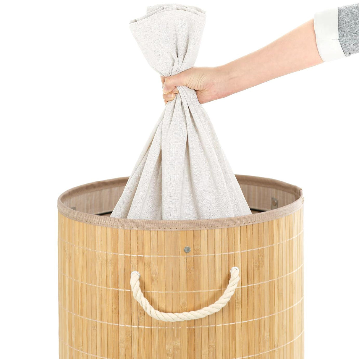 GEEZY Round Bamboo Basket Natural