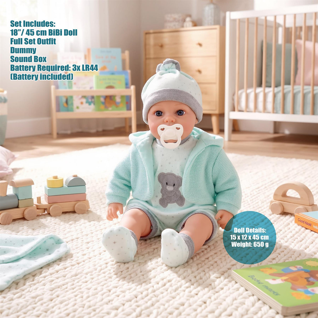 BiBi Baby Doll - Mint (45 cm / 18")