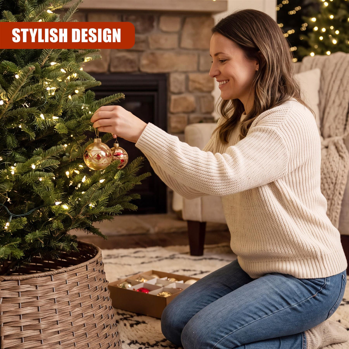 Natural Brown Christmas Tree Skirt 26"