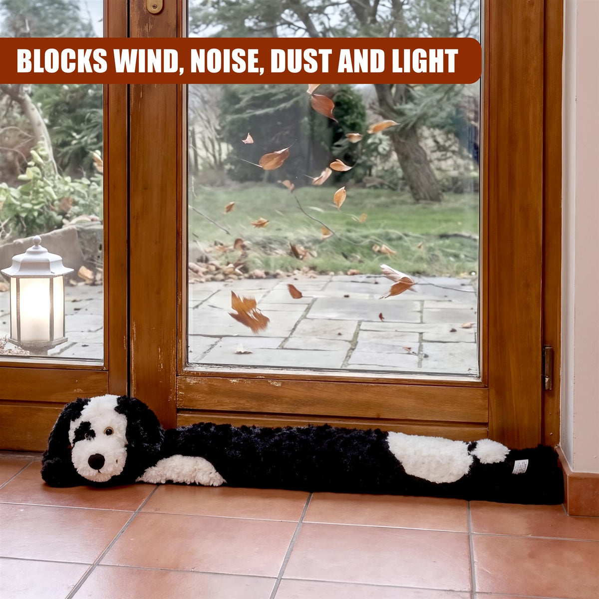 Novelty Black Dog Draught Excluder for Doors