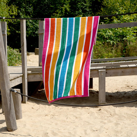 Large Velour Striped Beach Towel (Tropical Burst) by Geezy - UKBuyZone