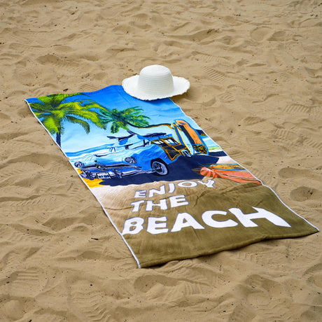 Enjoy The Beach Design Large Towel by Geezy - UKBuyZone