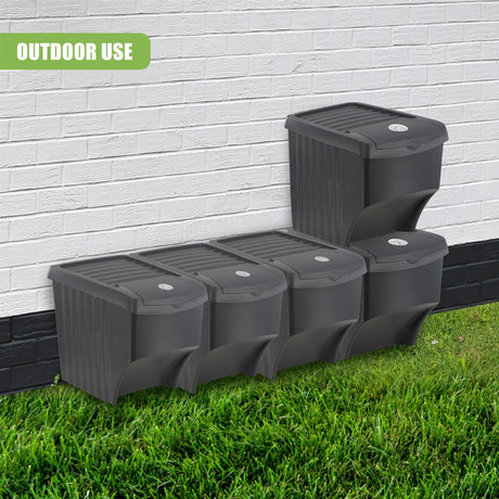 22 L set of 3 Large Plastic Waste Recycling Bin With Lids by Geezy - UKBuyZone