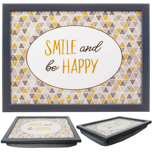 Smile and Be Happy Lap Tray With Bean Bag Cushion by Geezy - UKBuyZone