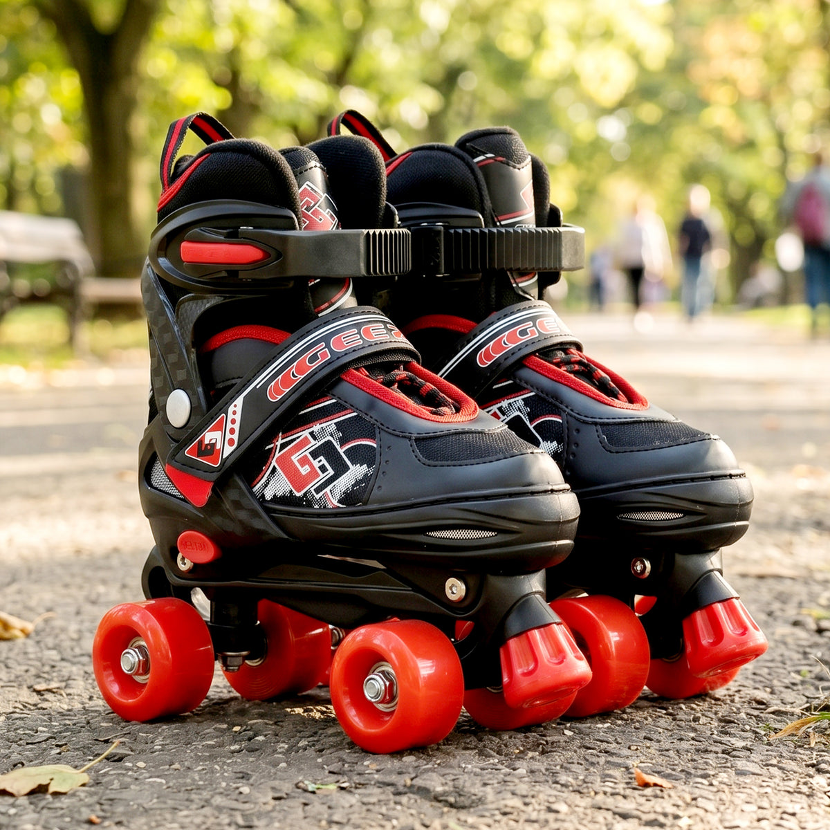 Black & Red Kids Adjustable Roller Skates
