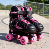Black & Pink Kids Adjustable Roller Skates