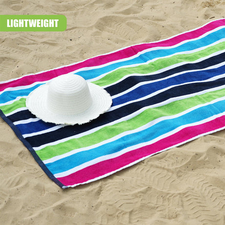 Velour Striped Beach Towel Sanguine by Geezy - UKBuyZone
