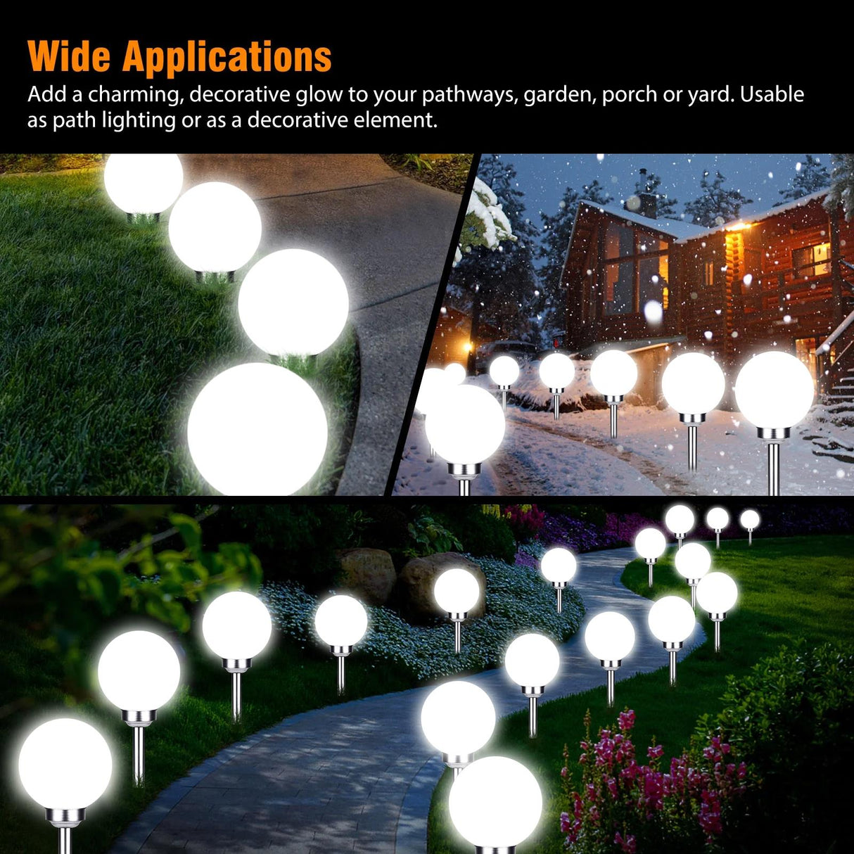 GEEZY Solar Outdoor Garden Globe Light