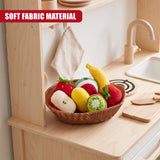 Fabric Fruit Basket Toy Set from The Magic Toy Shop, featuring soft plush fruits including apple, banana, tomato, watermelon