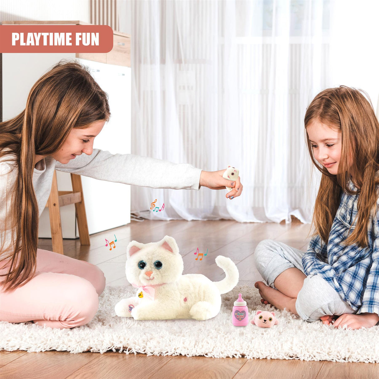 Interactive Plush Cat with 2 Kittens and Sounds by The Magic Toy Shop - UKBuyZone