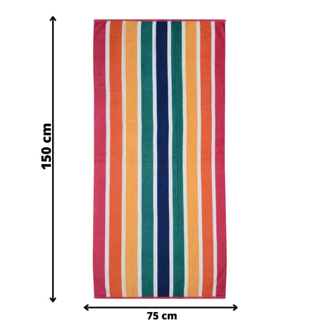 Large Velour Striped Beach Towel (Tropical Burst) by Geezy - UKBuyZone