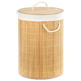 Round Bamboo Laundry Hamper 48L