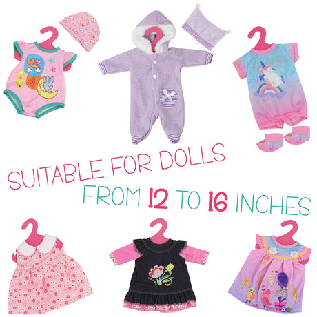 Baby Doll Set of 6 Outfits 12-16" by BiBi Doll - UKBuyZone