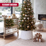 White Faux Fur Christmas Tree Skirt 22"