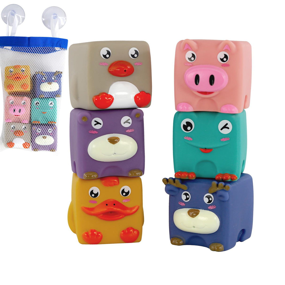 The Magic Toy Shop 6 Pieces Stacking Building Blocks With Squeaky Sound