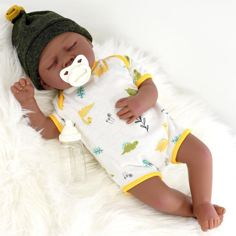 BiBi Black Doll Reborn Ethnic Sleeping Boy "Glorio" (50 cm / 20") by BiBi Doll - UKBuyZone