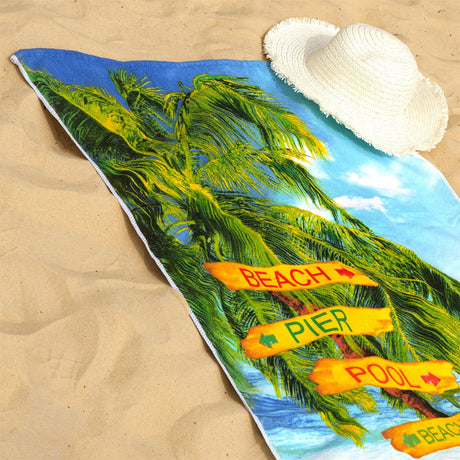 Beach Signs Design Large Towel by GEEZY - UKBuyZone