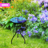 Round Side Mosaic Garden Table With Blue Peacock Design by Geezy - UKBuyZone