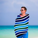 Velour Striped Beach Towel Midnight Oasis by GEEZY - UKBuyZone