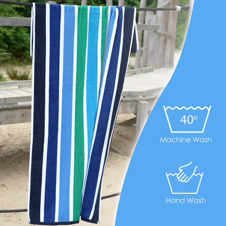 Large Velour Striped Beach Towel (Midnight Oasis) by Geezy - UKBuyZone