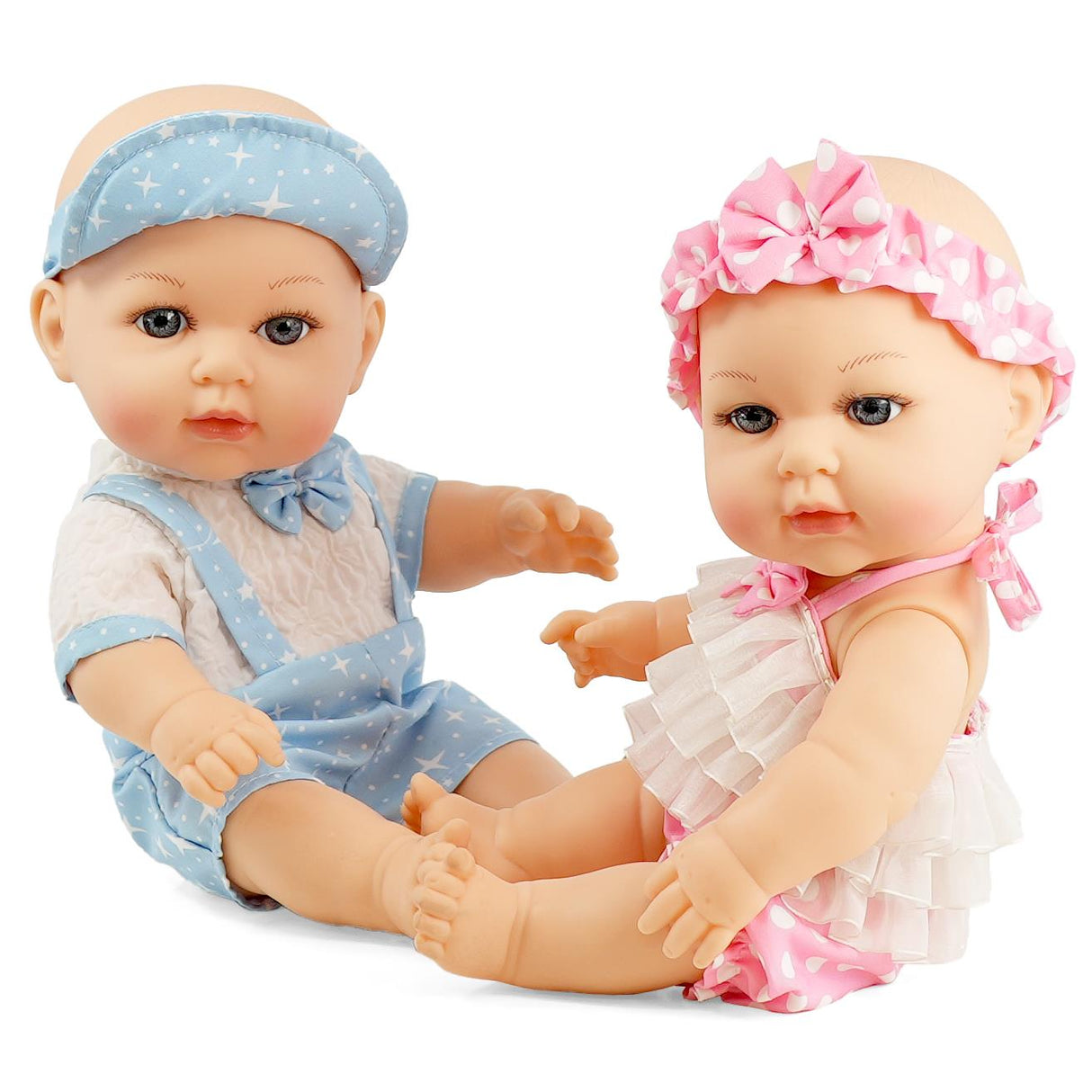 BiBi Anatomically Correct 14" Twin Dolls "Lucy & Lou"