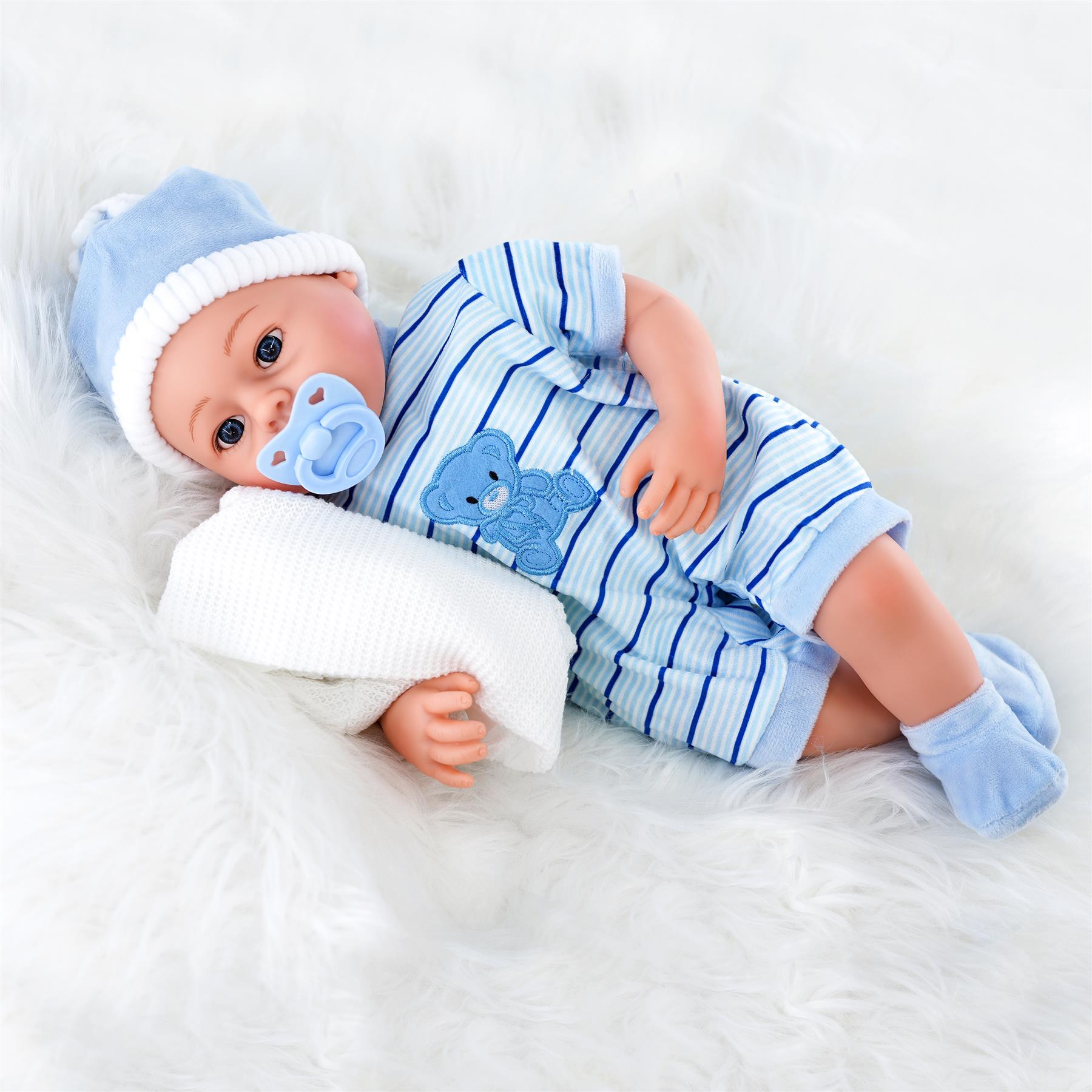 Blue Baby Boy Doll With Dummy & Sounds by BiBi Doll - UKBuyZone