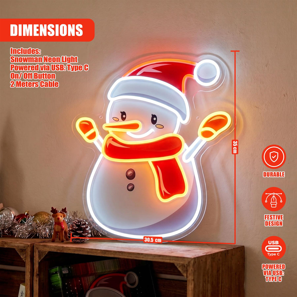 Snowman Neon Sign