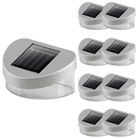 Solar powered landscape lights featuring photovoltaic panels and stable bases for outdoor use.