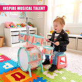 Pink and Green Multi functional Kids Jazz Drum Set