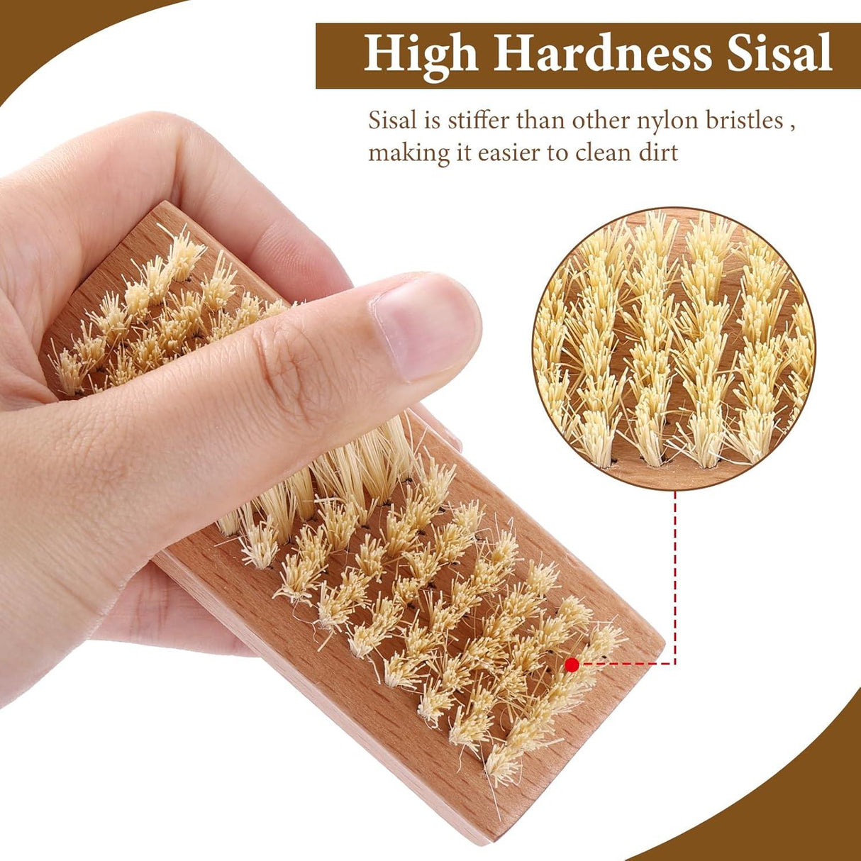 GEEZY Double Sided Wooden Nail Scrubbing Brushes