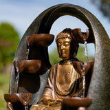 Golden Buddha Solar Water Feature Outdoor With LED by GEEZY - UKBuyZone