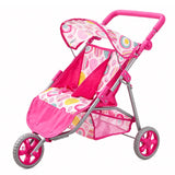 3 Wheeler Twin Doll's Pushchair, Pink