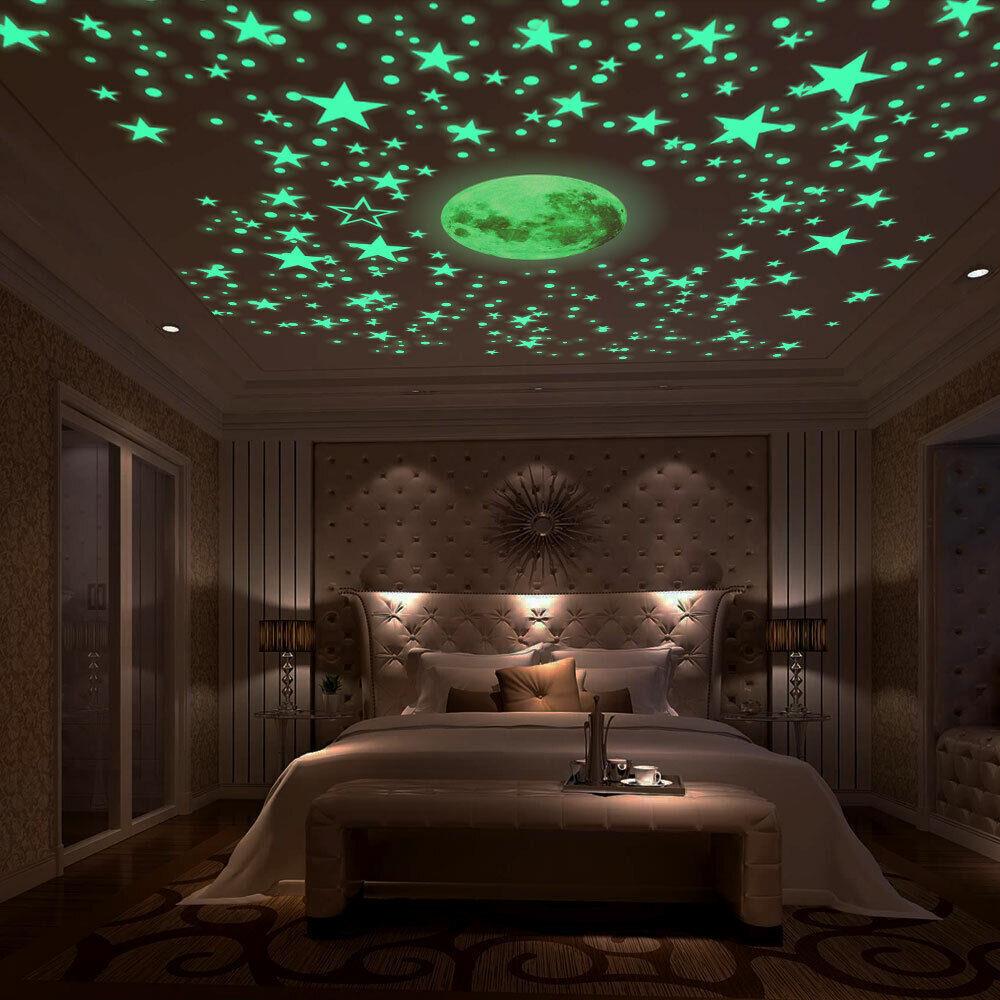 A nightlight with a glow-in-the-dark moon and stars, projected onto a ceiling. - UKBuyZone