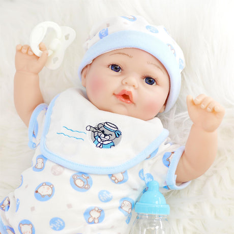 Lifelike Reborn Baby Boy Doll with Open Eyes 17" by BiBi Doll - UKBuyZone