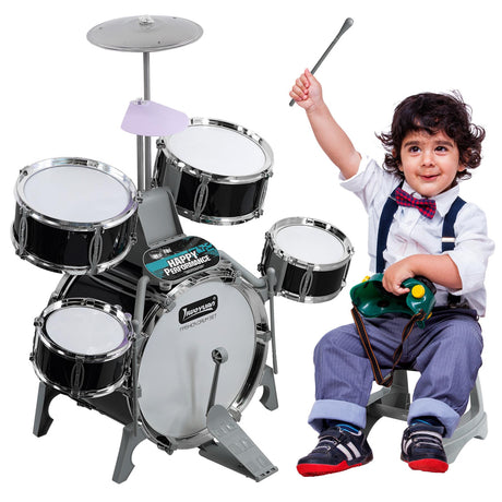 Black Multi functional Kids Jazz Drum Set by The Magic Toy Shop - UKBuyZone