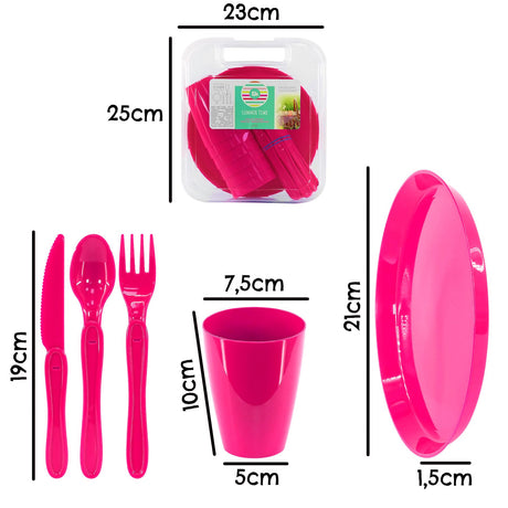 GEEZY Pink Camping Set For Six 31 Pieces