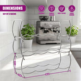 Three-tiered wire metal wine rack set designed to hold bottles horizontally.