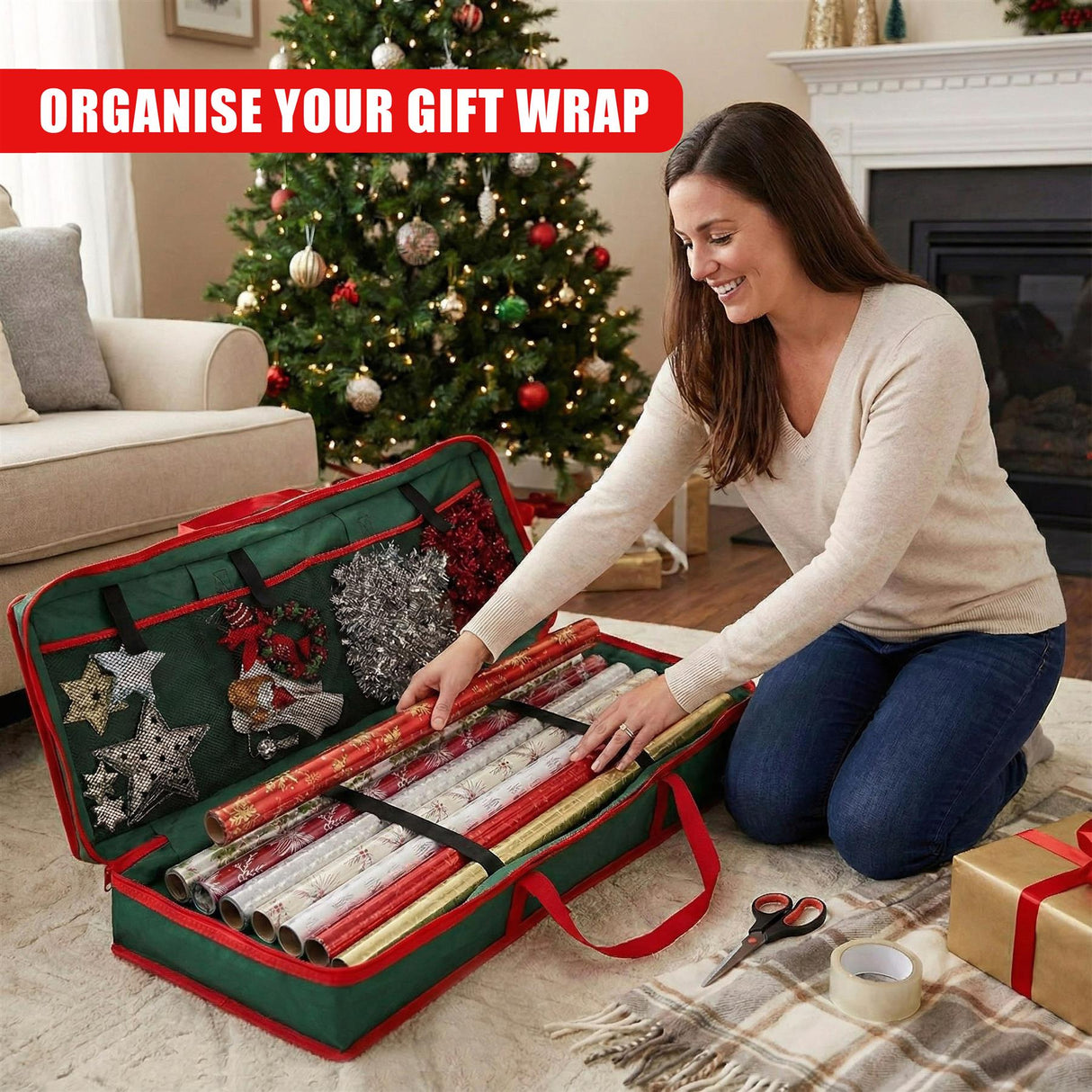 Christmas Wrapping Paper Storage Bag