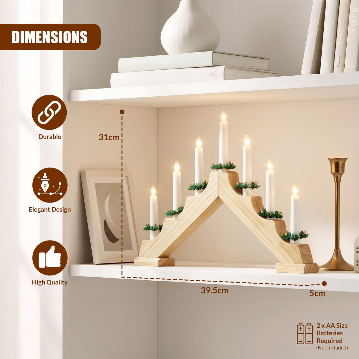 Wooden Candle Bridge with 7 LED Lights